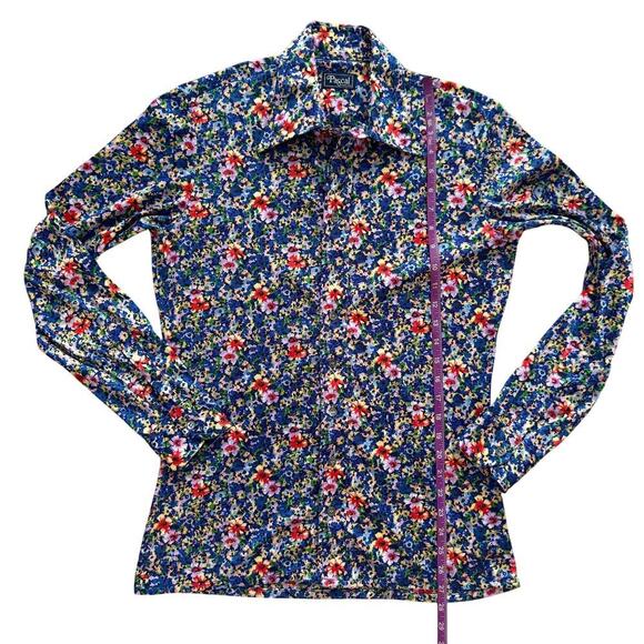 Pascal Spanish Women's Shirt Size M Blue Floral Ditsy Button down Vintage 1240 - Picture 7 of 11
